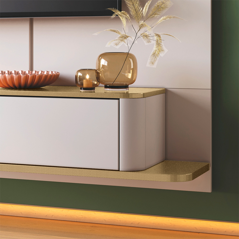 Home Painel  Suspenso Decorativo Messier para TV 70 Polegadas Off White/Champagne G26 - Gran Belo