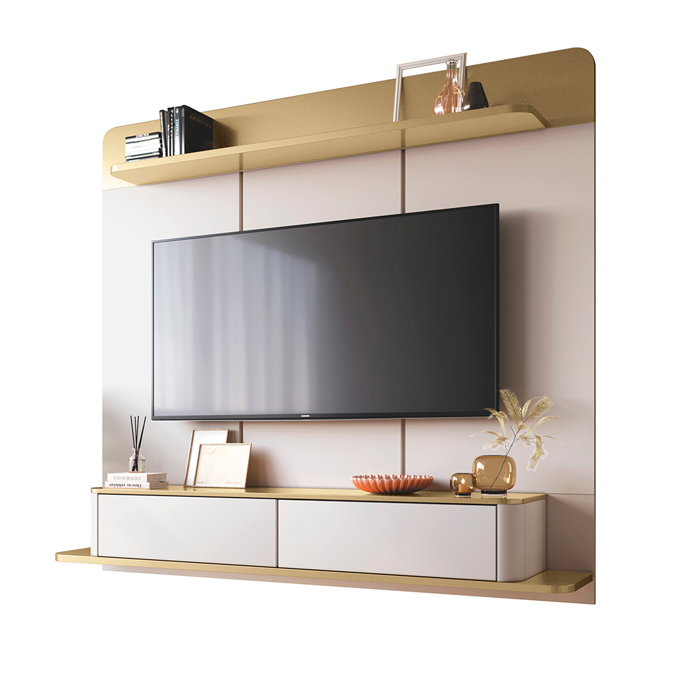 Home Painel Galax Suspenso para TV até 70 Polegadas com Off White/Champagne G26 - HB Móveis