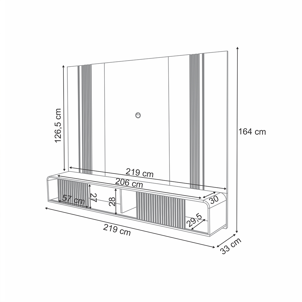 Home Suspenso Decorativo Rennes MDF/MDP c/LED para TV até 85 Polegadas Cinamomo/Off White G26 - Gran Belo