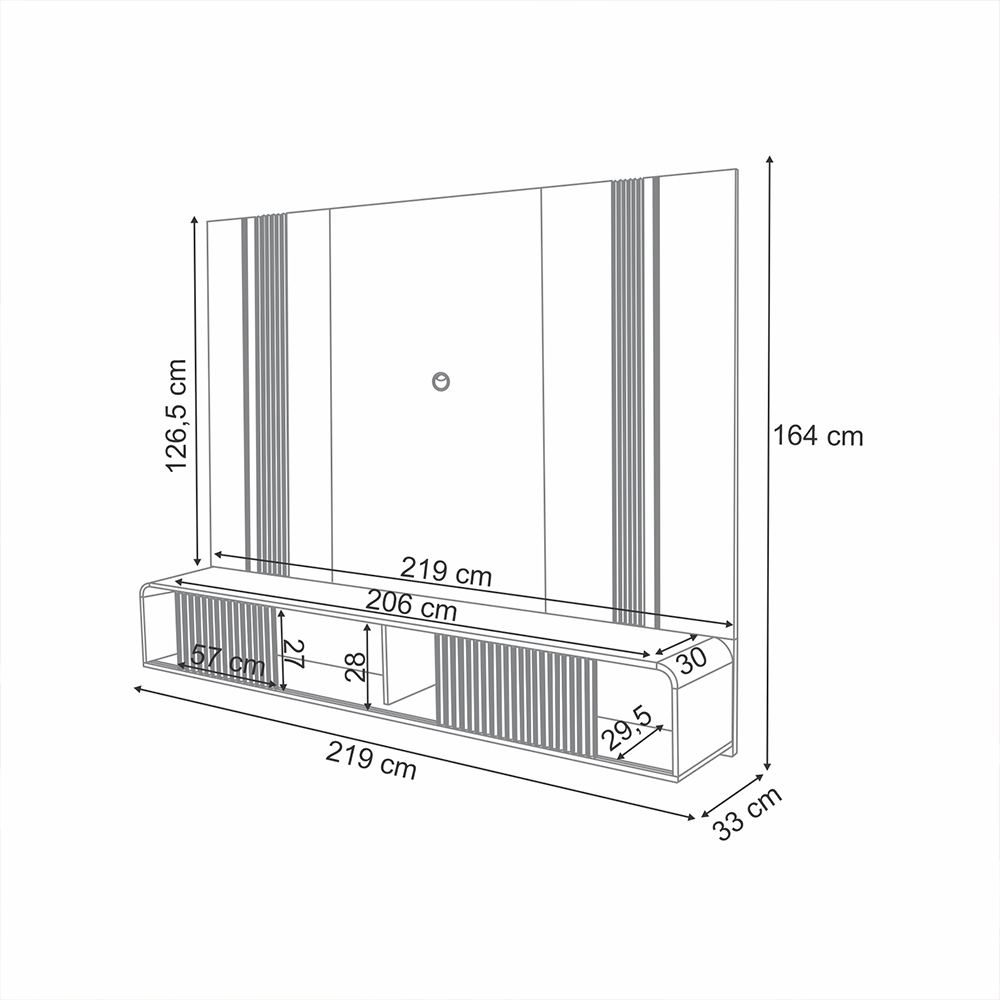 Home Suspenso Empire MDF/MDP LED TV até 85 Polegadas em Castanho/Off White G26 - Hb Móveis