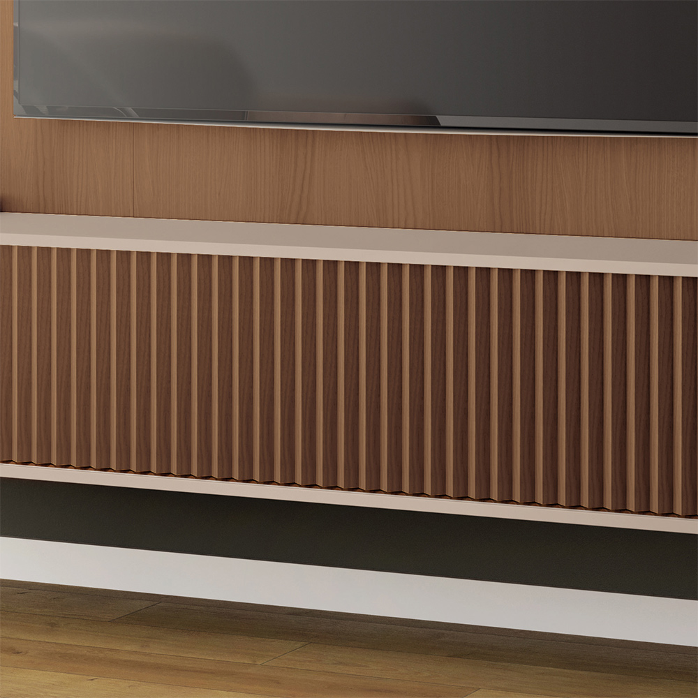 Home Suspenso Empire MDF/MDP LED TV até 85 Polegadas em Castanho/Off White G26 - Hb Móveis