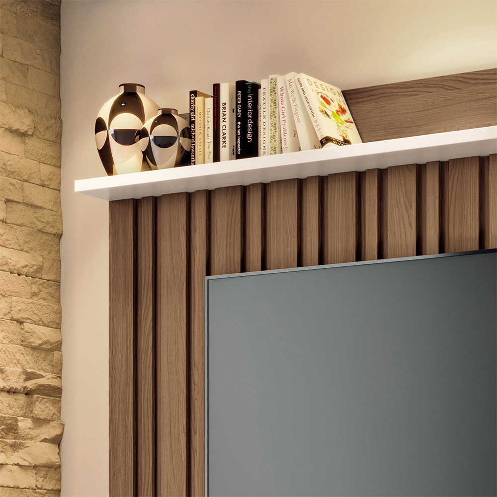 Home Theater Decorativo Perseu TV até 60 Polegadas com LED Castanho/Off White  G26 - Gran Belo