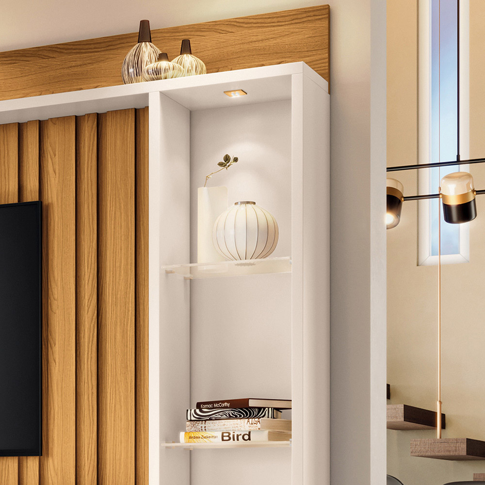Home Theater Decorativo Perseu TV até 60" com LED Cinamomo/Off White  G26 - Gran Belo