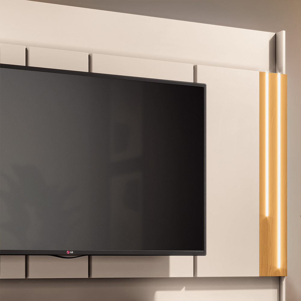 Home Theater Decorativo Punk para TV até 75" com LED Off White/Cinamomo G26 - Gran Belo
