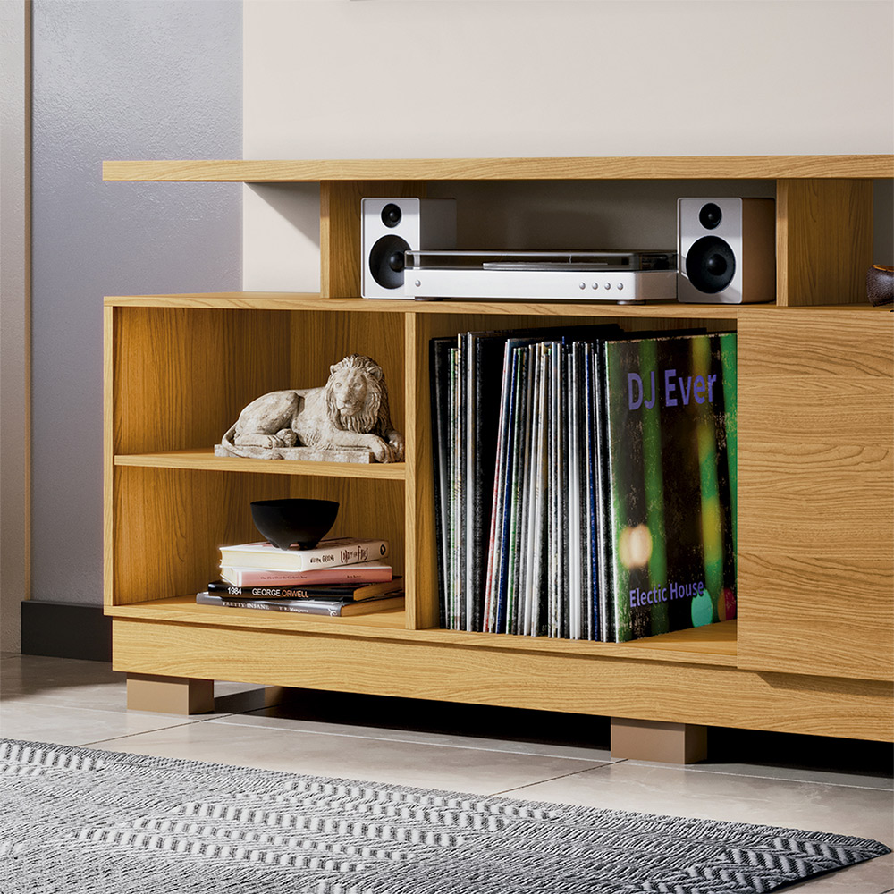 Home Theater Decorativo Ripado MDP/MDF Byron Off White/Cinamomo G26 - Gran Belo