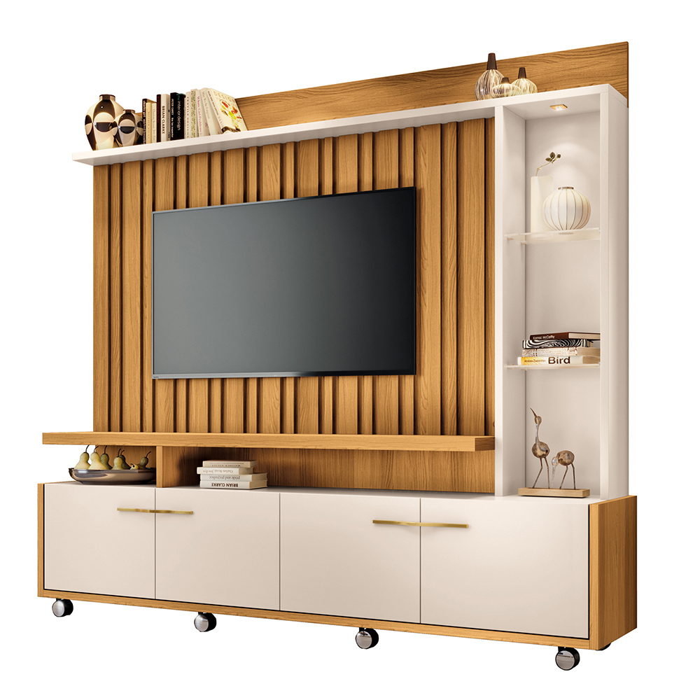 Home Theater Decorativo Titan TV até 60 Polegadas com LED Cinamomo/Off White  G26 - HB Móveis