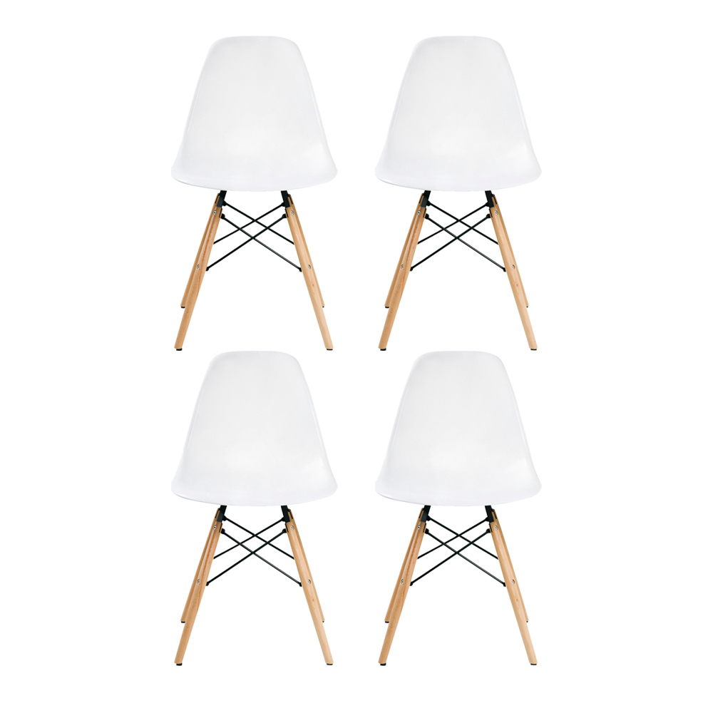 KIT 4 Cadeira Decorativa para Sala e Cozinha Garabit Branco G04 - Gran Belo