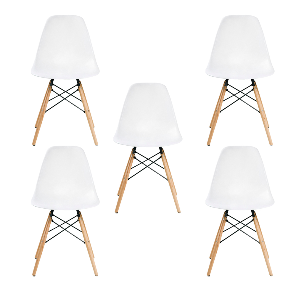 KIT 5 Cadeira Decorativa para Sala e Cozinha Garabit Branco G04 - Gran Belo