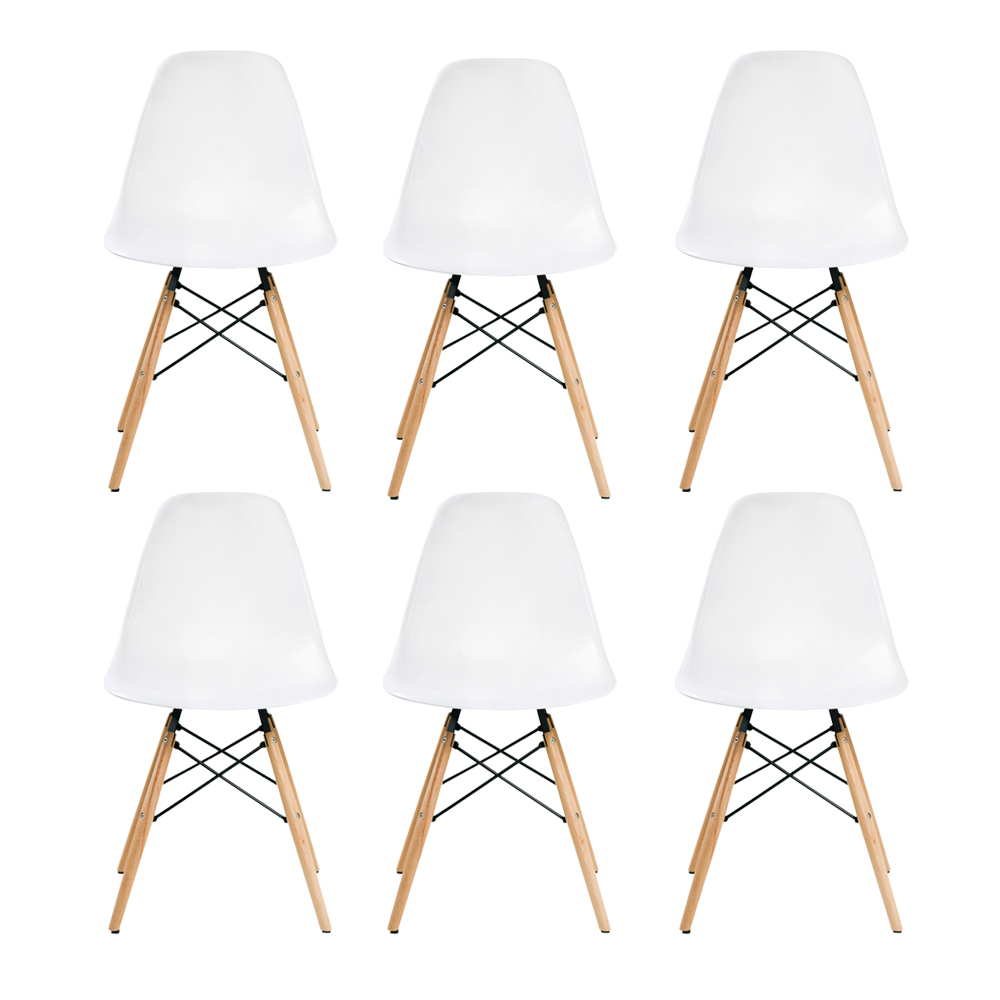 KIT 6 Cadeira Decorativa para Sala e Cozinha Garabit Branco G04 - Gran Belo