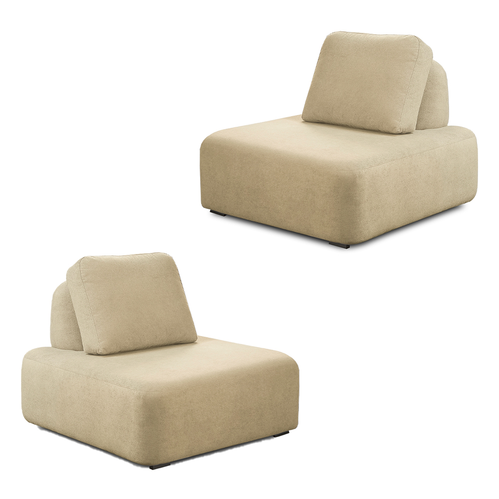 KIt 2 Poltronas Decorativas Santiago Sala de Estar Pés em Madeira Bouclê Bege G89 - Gran Belo