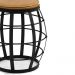 Kit 02 Bancos Decorativos Seat Garden Estofado Flora Preto Couro Marrom Claro G04 - Gran Belo