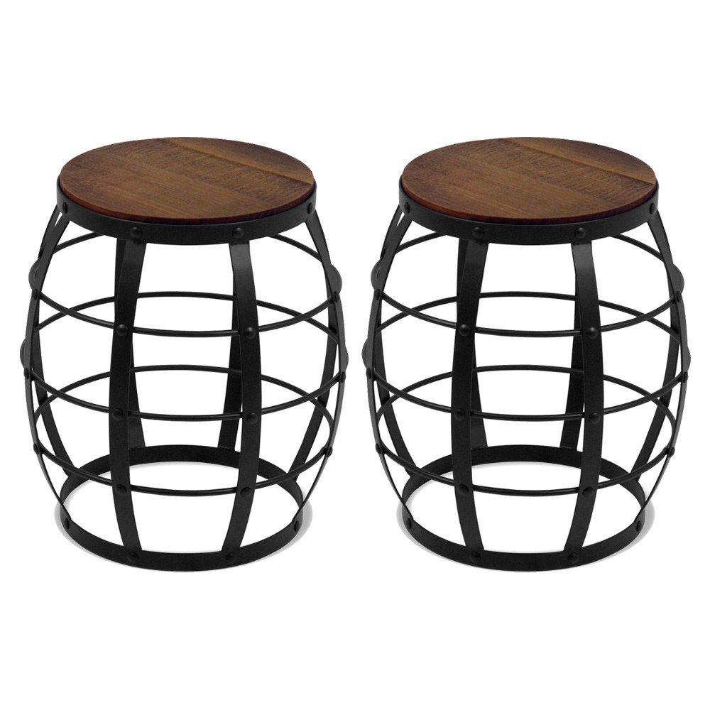 Kit 02 Bancos Decorativos Seat Garden Flora Preto Canela - Gran Belo