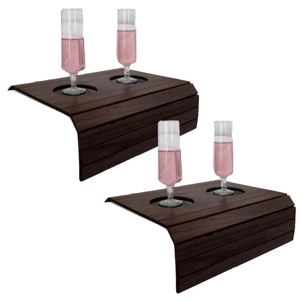 Kit 02 Esteiras Bandeja com Porta Copos para Sofá Tabaco G20 - Gran Belo