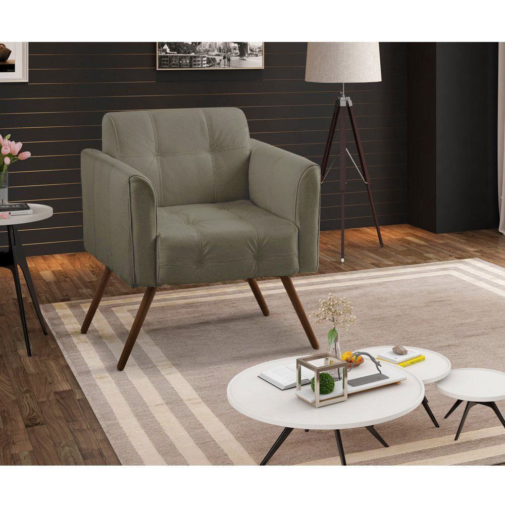 Kit 02 Poltronas Decorativa Bia Couro Fendi G58 - Gran Belo