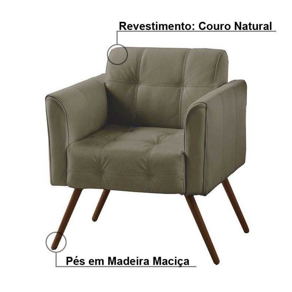 Kit 02 Poltronas Decorativa Bia Couro Fendi G58 - Gran Belo