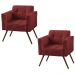 Kit 02 Poltronas Decorativa Bia Couro Vermelho G58 - Gran Belo