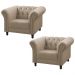 Kit 02 Poltronas Decorativa Maggiore Couro Bege 66 G58 - Gran Belo
