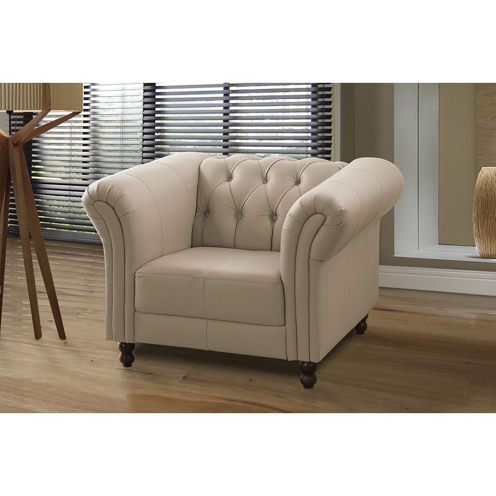 Kit 02 Poltronas Decorativa Maggiore Couro Bege 66 G58 - Gran Belo