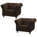 Kit 02 Poltronas Decorativa Maggiore Couro Conhaque G58 - Gran Belo