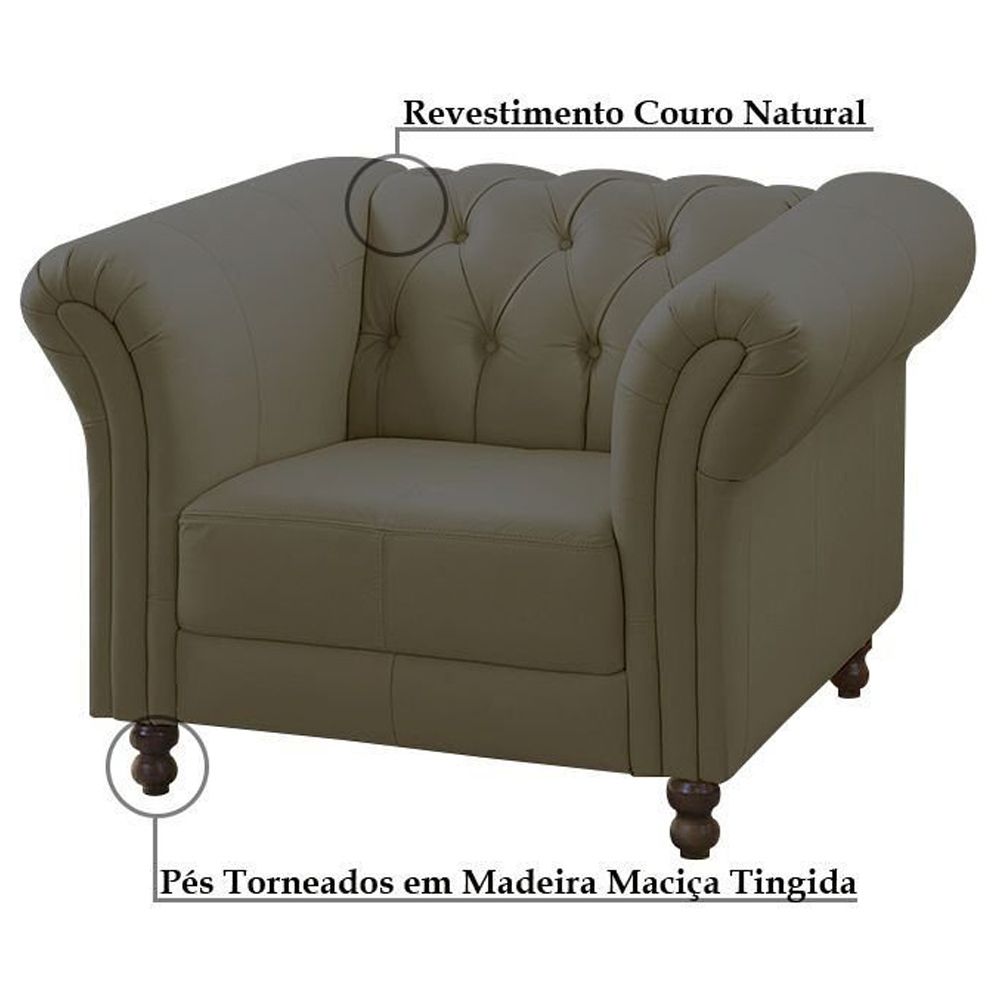 Kit 02 Poltronas Decorativa Maggiore Couro Fendi - Gran Belo