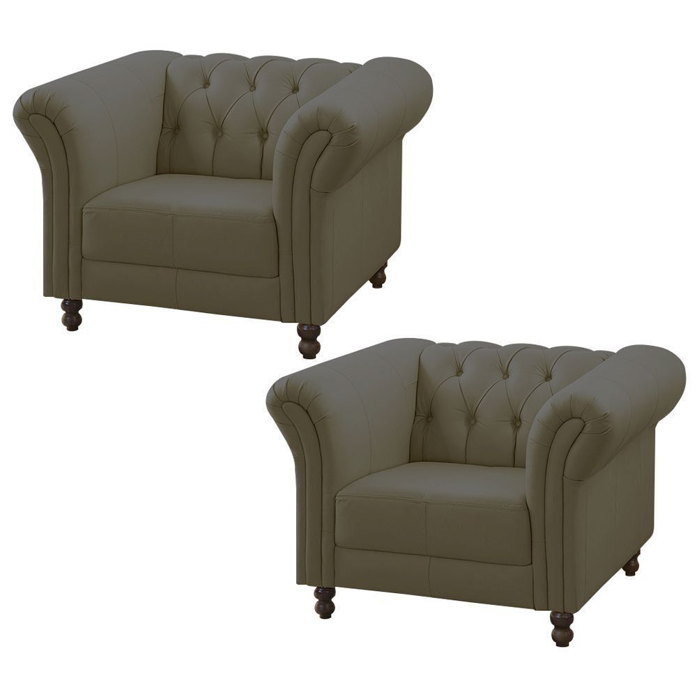 Kit 02 Poltronas Decorativa Maggiore Couro Fendi G58 - Gran Belo