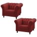 Kit 02 Poltronas Decorativa Maggiore Couro Vermelho G58 - Gran Belo