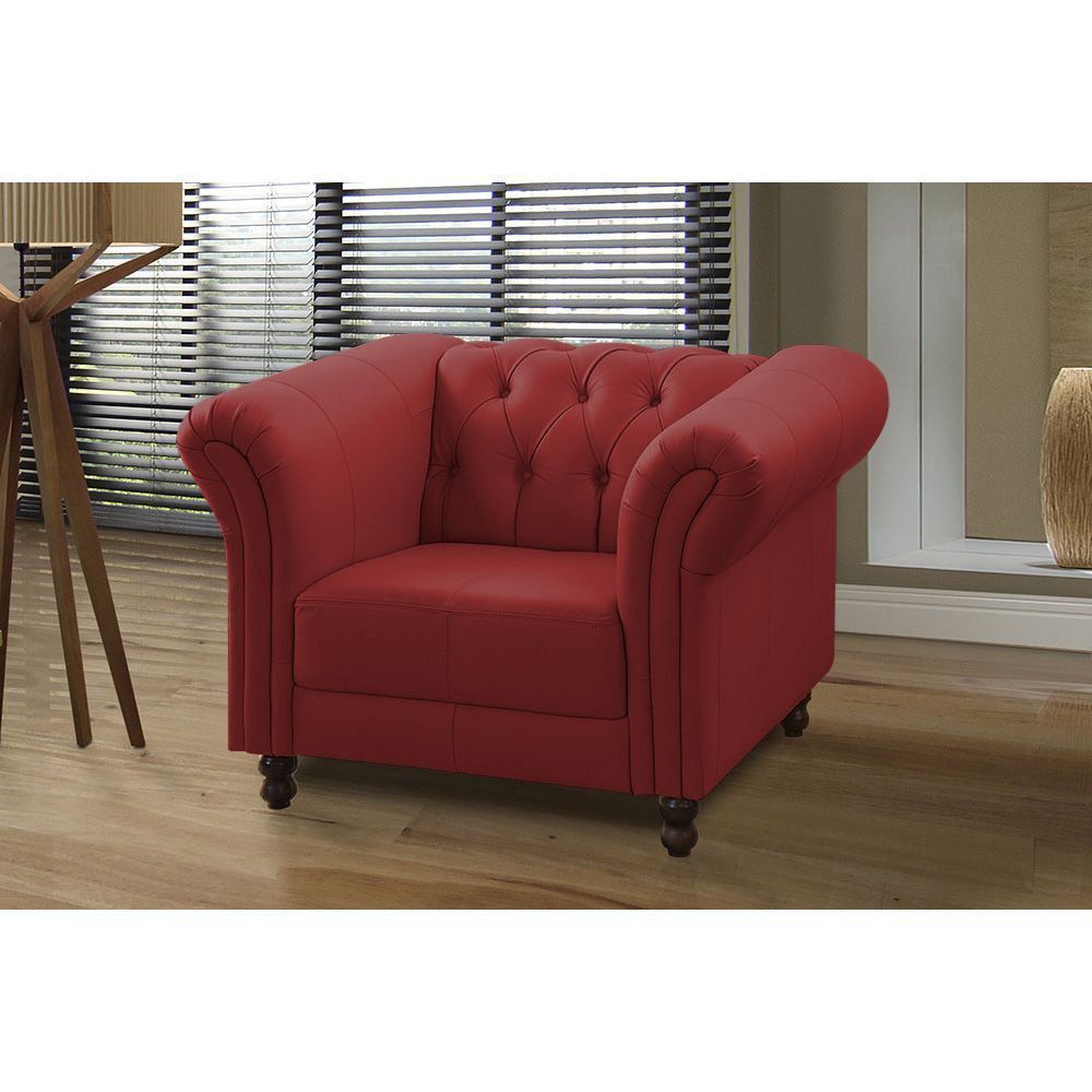 Kit 02 Poltronas Decorativa Maggiore Couro Vermelho G58 - Gran Belo