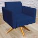 Kit 02 Poltronas Decorativas Isabella Base Giratória Madeira Suede Azul Marinho G19 - Gran Belo