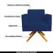 Kit 02 Poltronas Decorativas Isabella Base Giratória Madeira Suede Azul Marinho G19 - Gran Belo