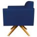 Kit 02 Poltronas Decorativas Isabella Base Giratória Madeira Suede Azul Marinho G19 - Gran Belo