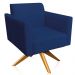 Kit 02 Poltronas Decorativas Isabella Base Giratória Madeira Suede Azul Marinho G19 - Gran Belo