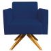 Kit 02 Poltronas Decorativas Isabella Base Giratória Madeira Suede Azul Marinho G19 - Gran Belo