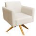 Kit 02 Poltronas Decorativas Isabella Base Giratória Madeira Suede Bege G19 - Gran Belo