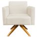 Kit 02 Poltronas Decorativas Isabella Base Giratória Madeira Suede Bege G19 - Gran Belo
