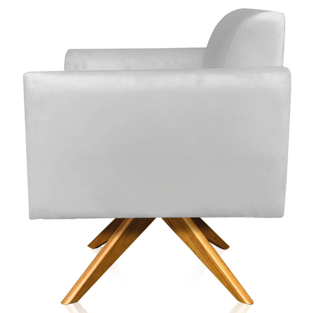 Kit 02 Poltronas Decorativas Isabella Base Giratória Madeira Suede Cinza G19 - Gran Belo
