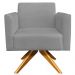 Kit 02 Poltronas Decorativas Isabella Base Giratória Madeira Suede Grafite G19 - Gran Belo