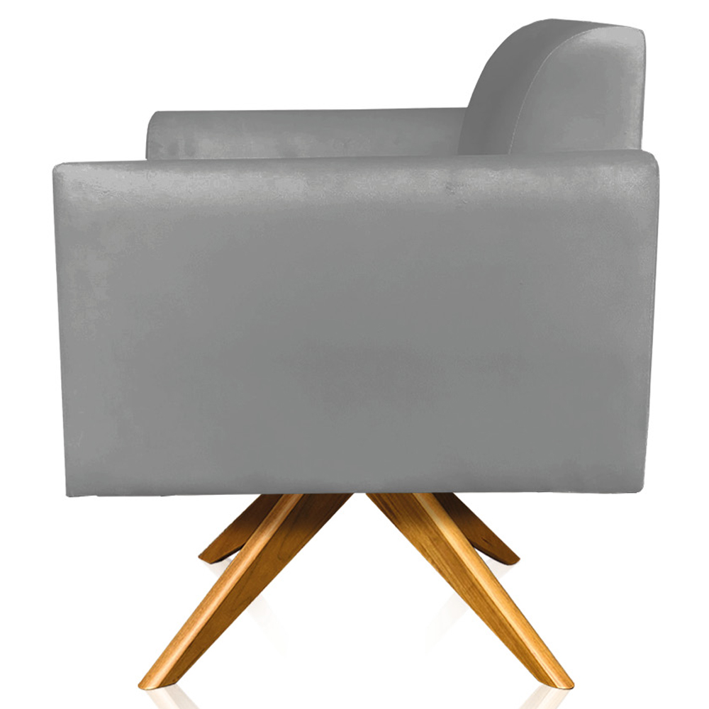Kit 02 Poltronas Decorativas Isabella Base Giratória Madeira Suede Grafite G19 - Gran Belo