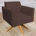 Kit 02 Poltronas Decorativas Isabella Base Giratória Madeira Suede Marrom G19 - Gran Belo