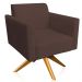 Kit 02 Poltronas Decorativas Isabella Base Giratória Madeira Suede Marrom G19 - Gran Belo