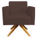 Kit 02 Poltronas Decorativas Isabella Base Giratória Madeira Suede Marrom G19 - Gran Belo
