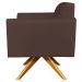 Kit 02 Poltronas Decorativas Isabella Base Giratória Madeira Suede Marrom G19 - Gran Belo