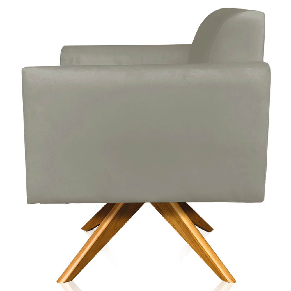 Kit 02 Poltronas Decorativas Isabella Base Giratória Madeira Suede Nude G19 - Gran Belo