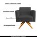Kit 02 Poltronas Decorativas Isabella Base Giratória Madeira Suede Preto G19 - Gran Belo