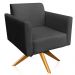 Kit 02 Poltronas Decorativas Isabella Base Giratória Madeira Suede Preto G19 - Gran Belo