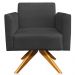 Kit 02 Poltronas Decorativas Isabella Base Giratória Madeira Suede Preto G19 - Gran Belo