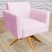 Kit 02 Poltronas Decorativas Isabella Base Giratória Madeira Suede Rosa Bebê G19 - Gran Belo