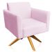 Kit 02 Poltronas Decorativas Isabella Base Giratória Madeira Suede Rosa Bebê G19 - Gran Belo