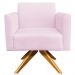 Kit 02 Poltronas Decorativas Isabella Base Giratória Madeira Suede Rosa Bebê G19 - Gran Belo
