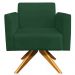 Kit 02 Poltronas Decorativas Isabella Base Giratória Madeira Suede Verde G19 - Gran Belo