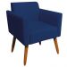 Kit 02 Poltronas Decorativas Isabella Pés Palito Madeira Suede Azul Marinho G19 - Gran Belo